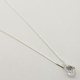 COLLAR PENDULO CH CRISTAL PASANTE 6x12MM /PLATA